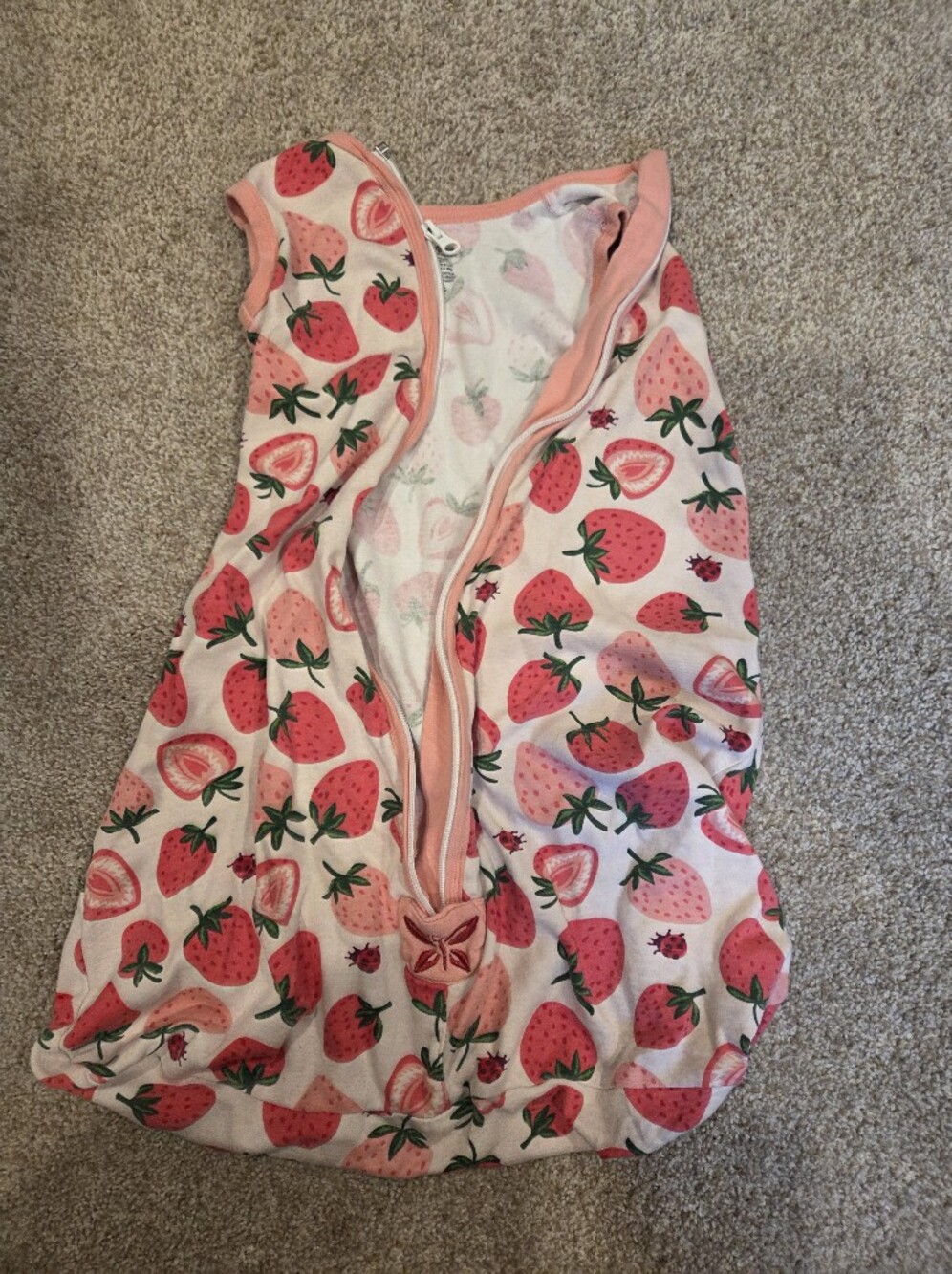 Honest Baby Organic Cotton Wearable Blanket Strawberry Print Size S 0-6M